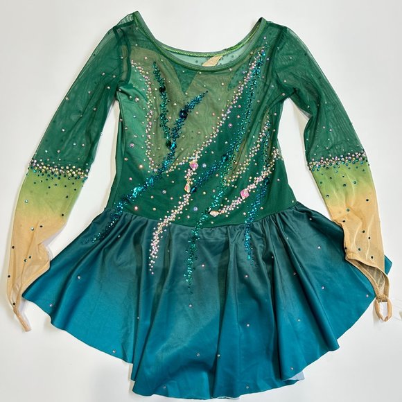 New Figure Skating Dress Size 10 (5~8T) with Hair Scrunchies (120~130cm) - Picture 6 of 12